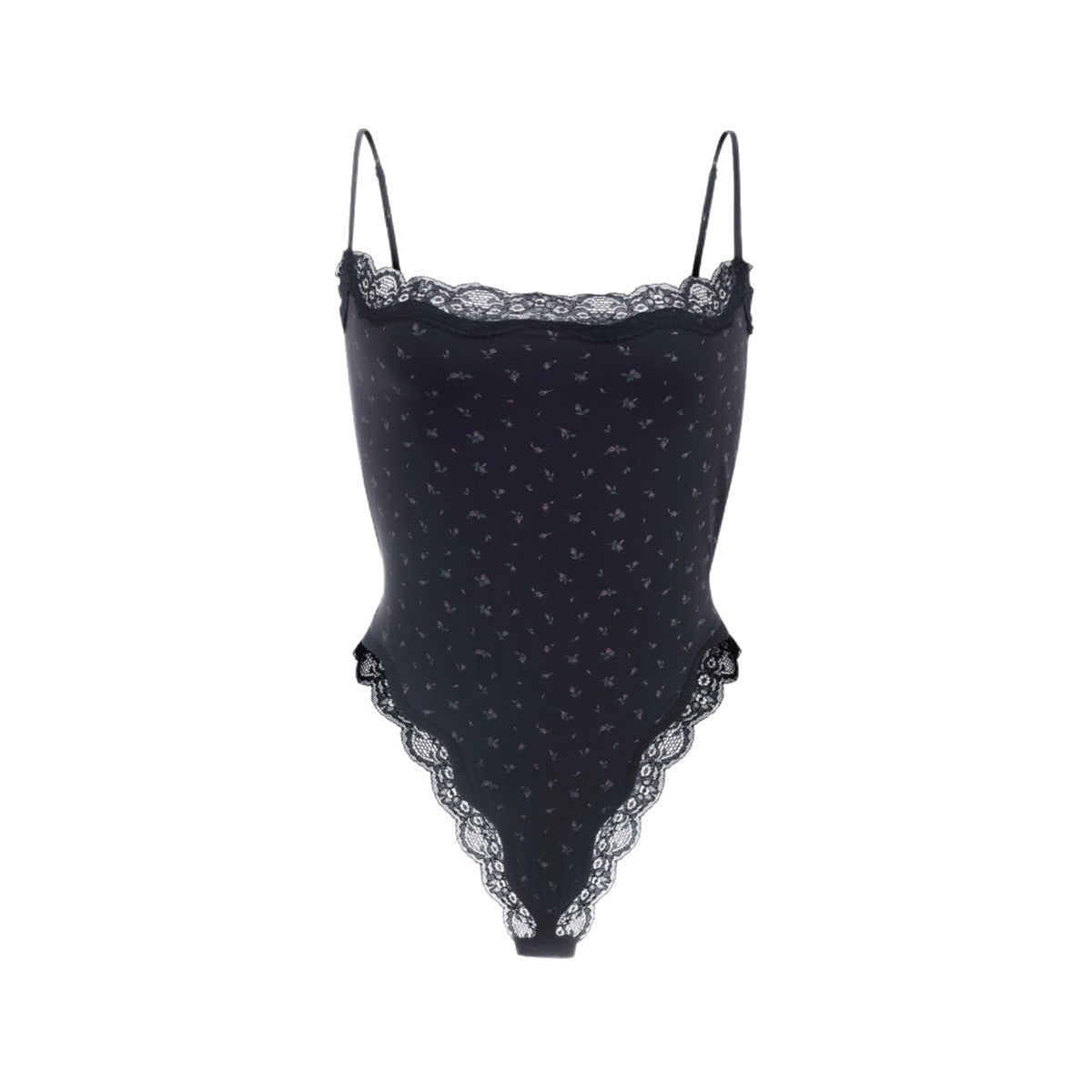 Lace Camisole Bodysuit黑色蕾丝花丁字裤连体衣塑身性感Skim*