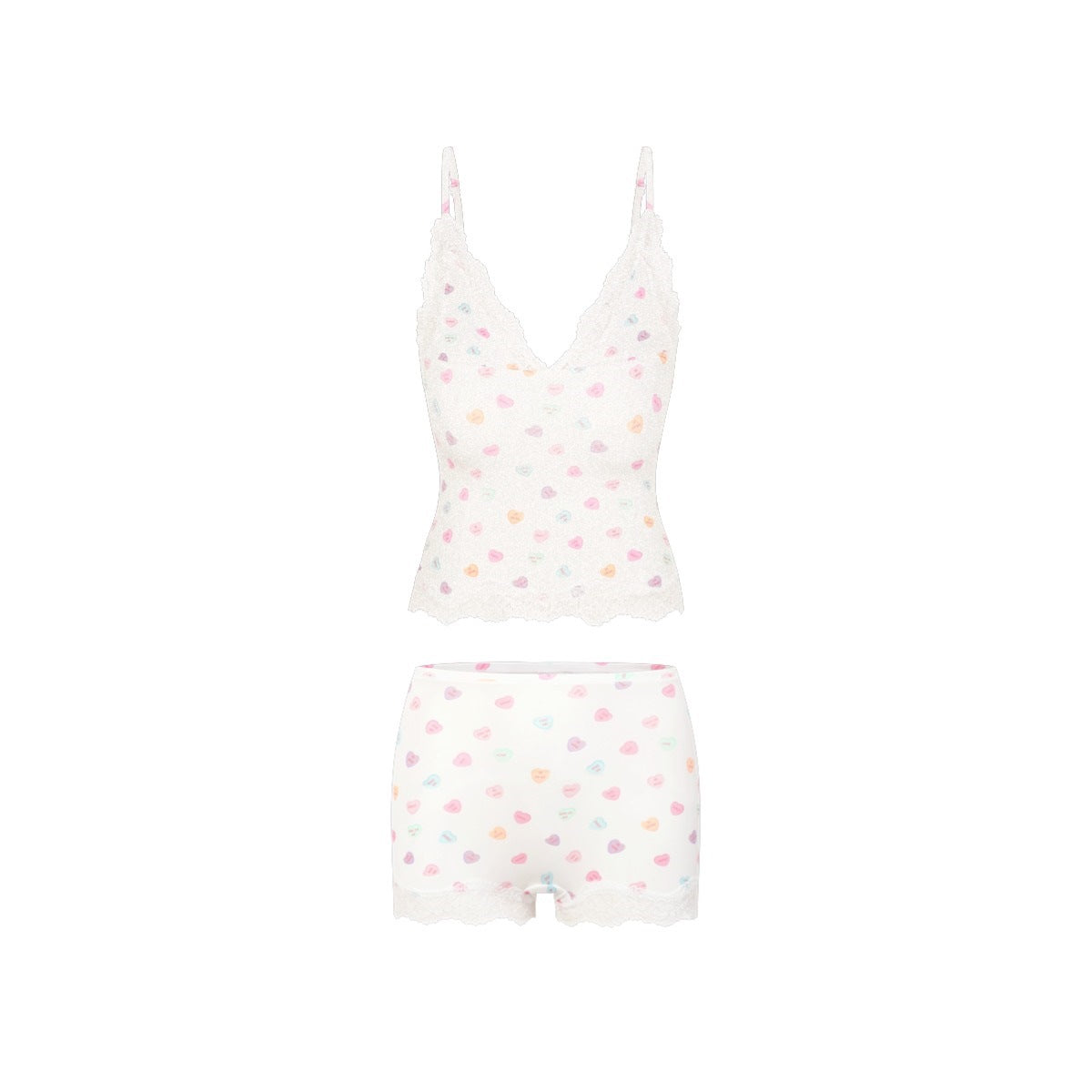 Triangle Cami&Boy Shor性感聚拢蕾丝吊带背心短裤塑身分体式套装