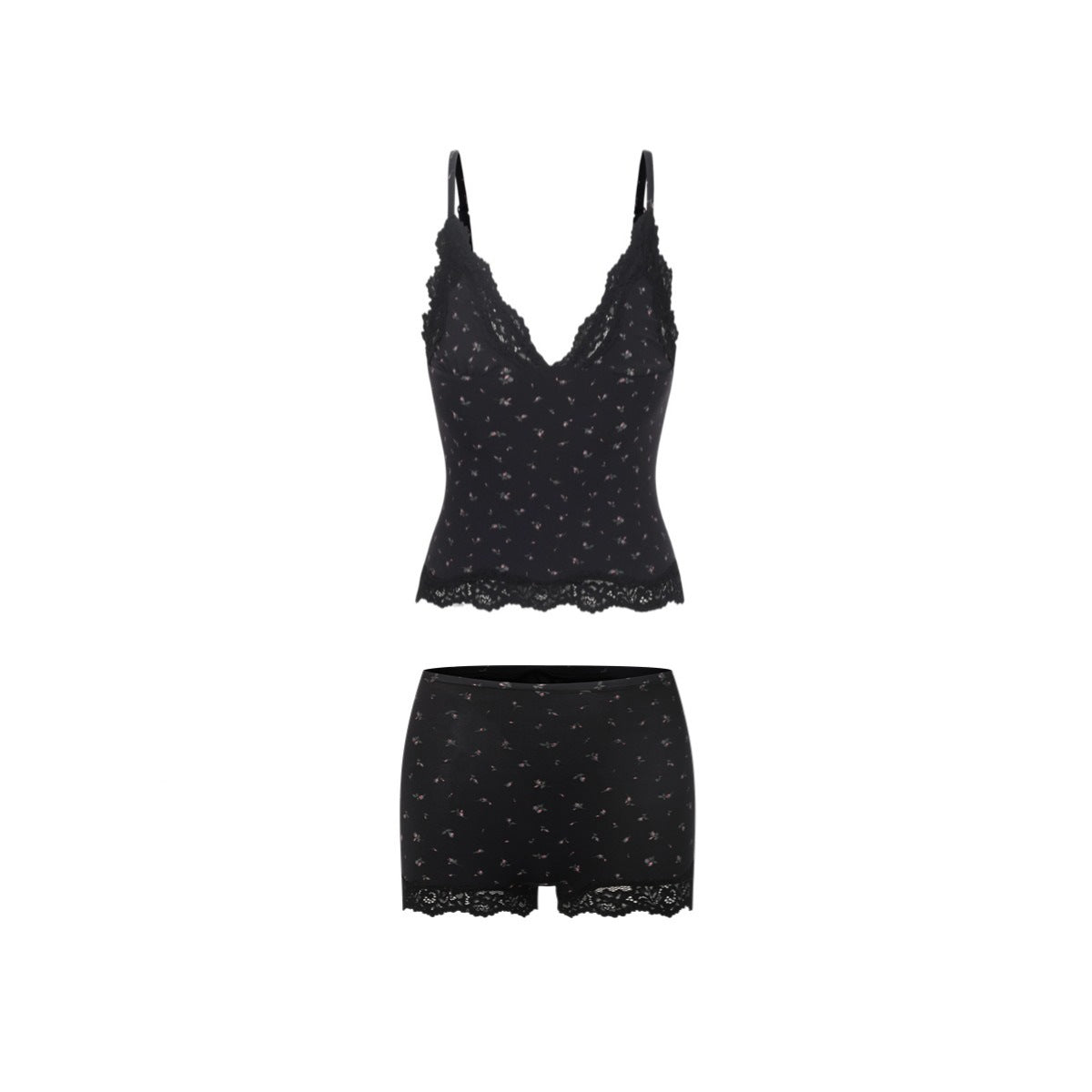 Triangle Cami&Boy Shor性感聚拢蕾丝吊带背心短裤塑身分体式套装