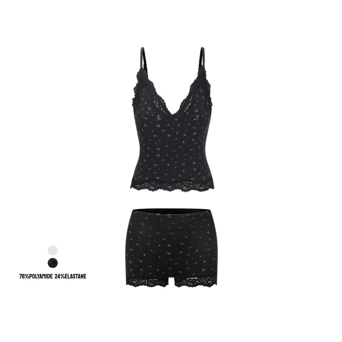 Triangle Cami&Boy Shor性感聚拢蕾丝吊带背心短裤塑身分体式套装