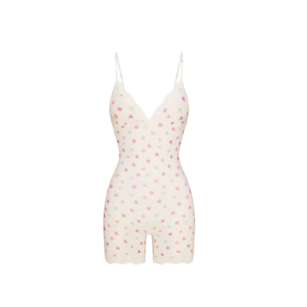 Lace Triangle Onesie性感skim塑身衣蕾丝连体衣无衬垫三角罩杯
