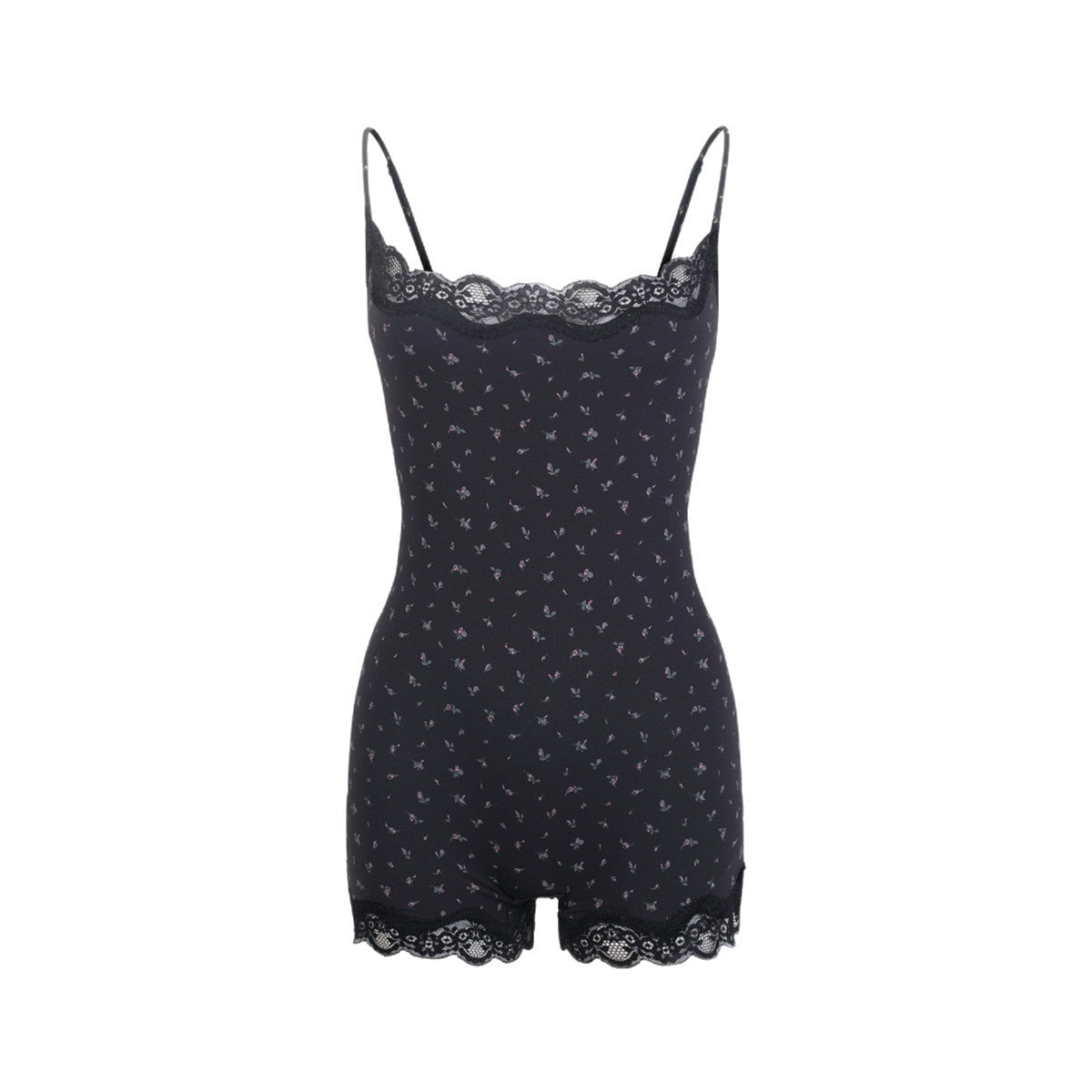Lace Bodysuit黑色蕾丝花朵吊带Kim同款连体衣塑身衣skims Y2K