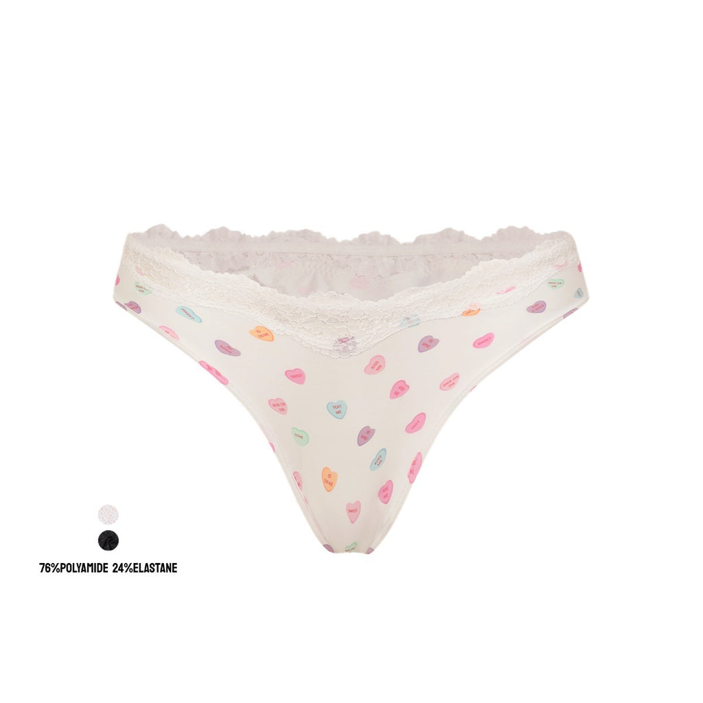 LACE DIPPED THONG性感蕾丝花边丁字裤卡戴珊同款少女心三角内裤