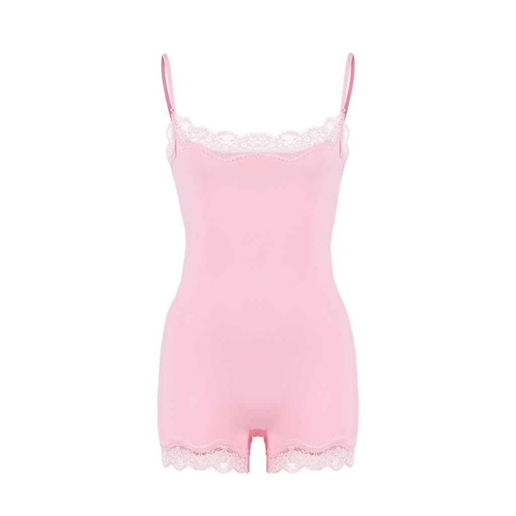 Lace Bodysuit性感蕾丝花边吊带塑身连体衣Kim同款塑身衣skims