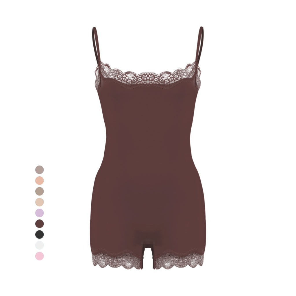 Lace Bodysuit性感蕾丝花边吊带塑身连体衣Kim同款塑身衣skims
